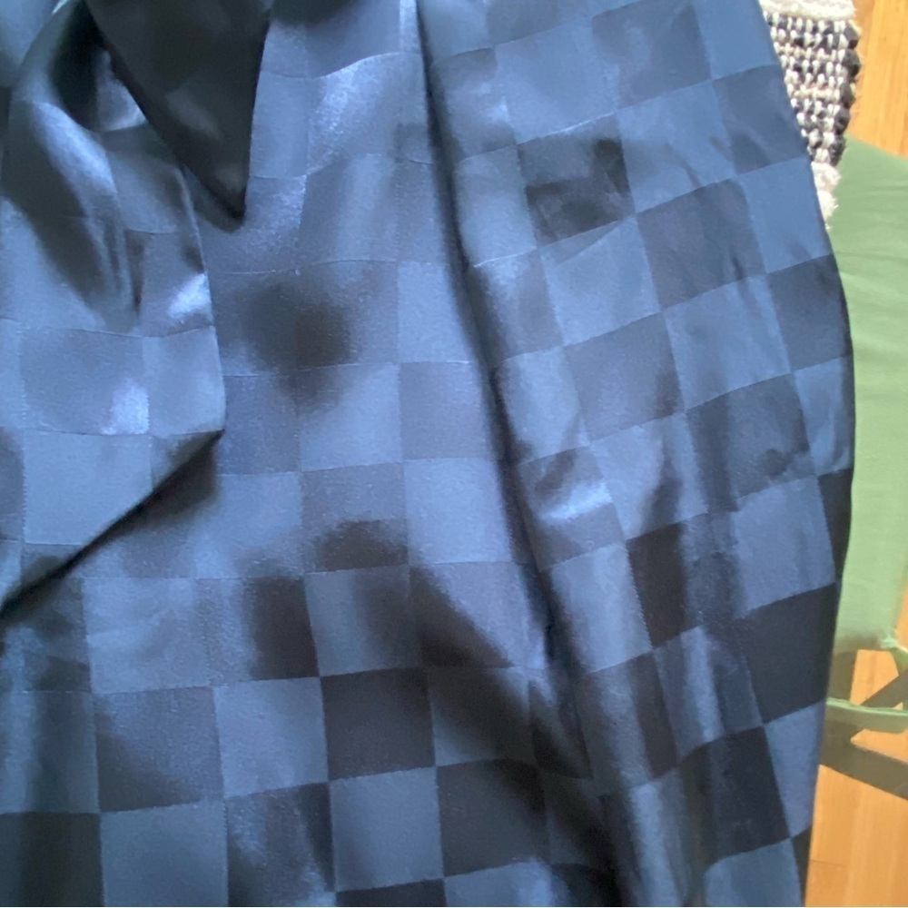 Urban Outfitters Blue Checkered Satin High Waisted Wide Leg Pants 0 - Picture 9 of 16